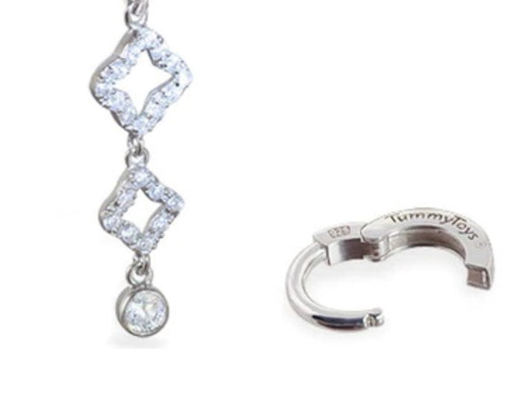 Changeable Silver Swinger Charm with Open CZ Clover Design - Exclusively By TummyToys