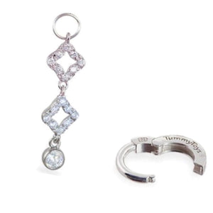 Changeable Silver Swinger Charm with Open CZ Clover Design - Exclusively By TummyToys