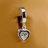 TummyToys Silver CZ Heart Dangle Belly Ring - TummyToys