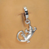Sterling Silver Classic Sleeper Navel Ring with Silver Charming Silver Gecko  Drop Charm